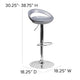 Silver |#| Silver Plastic Adjustable Height Barstool w/ Rounded Cutout Back & Chrome Base