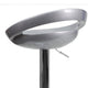 Silver |#| Silver Plastic Adjustable Height Barstool w/ Rounded Cutout Back & Chrome Base