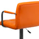 Orange |#| Orange Quilted Vinyl Adjustable Height Barstool with Arms and Chrome Base