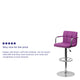 Purple |#| Purple Quilted Vinyl Adjustable Height Barstool with Arms and Chrome Base