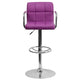 Purple |#| Purple Quilted Vinyl Adjustable Height Barstool with Arms and Chrome Base