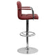 Burgundy |#| Burgundy Quilted Vinyl Adjustable Height Barstool with Arms and Chrome Base