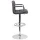 Gray |#| Gray Quilted Vinyl Adjustable Height Barstool with Arms and Chrome Base