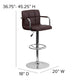 Brown |#| Brown Quilted Vinyl Adjustable Height Barstool with Arms and Chrome Base