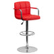 Red |#| Red Quilted Vinyl Adjustable Height Barstool with Arms and Chrome Base