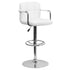 Contemporary Quilted Vinyl Adjustable Height Barstool with Arms and Chrome Base