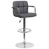 Contemporary Quilted Vinyl Adjustable Height Barstool with Arms and Chrome Base