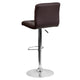 Brown |#| Contemporary Brown Quilted Vinyl Adjustable Height Barstool with Chrome Base