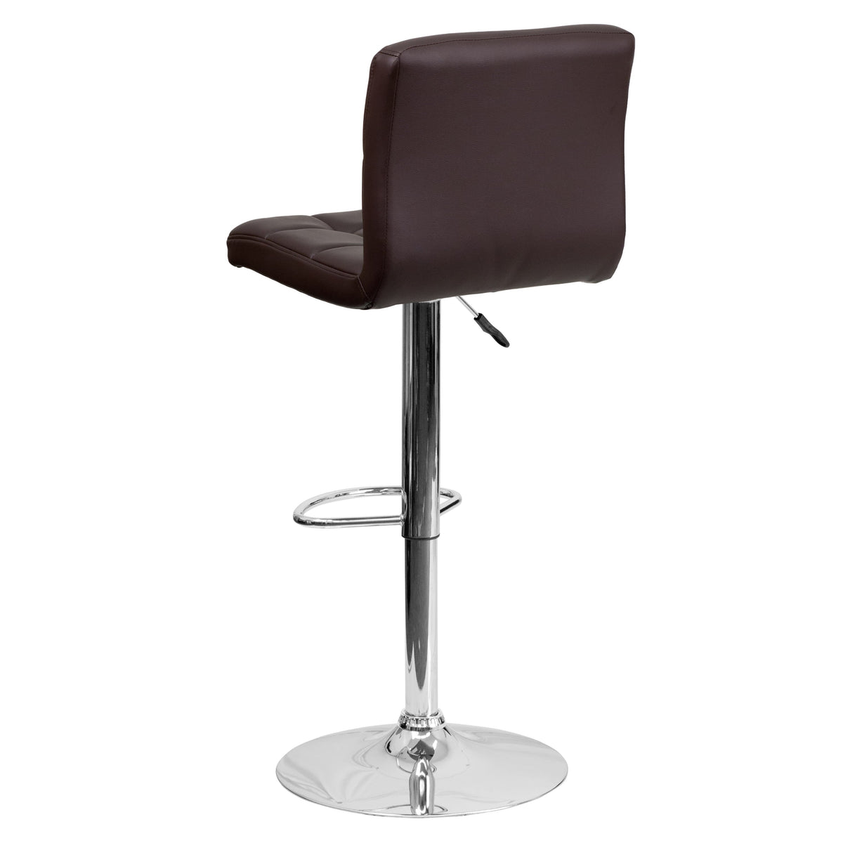 Brown |#| Contemporary Brown Quilted Vinyl Adjustable Height Barstool with Chrome Base