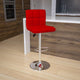 Red |#| Contemporary Red Quilted Vinyl Adjustable Height Barstool with Chrome Base