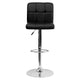 Black |#| Contemporary Black Quilted Vinyl Adjustable Height Barstool with Chrome Base