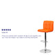 Orange |#| Contemporary Orange Quilted Vinyl Adjustable Height Barstool with Chrome Base