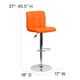 Orange |#| Contemporary Orange Quilted Vinyl Adjustable Height Barstool with Chrome Base