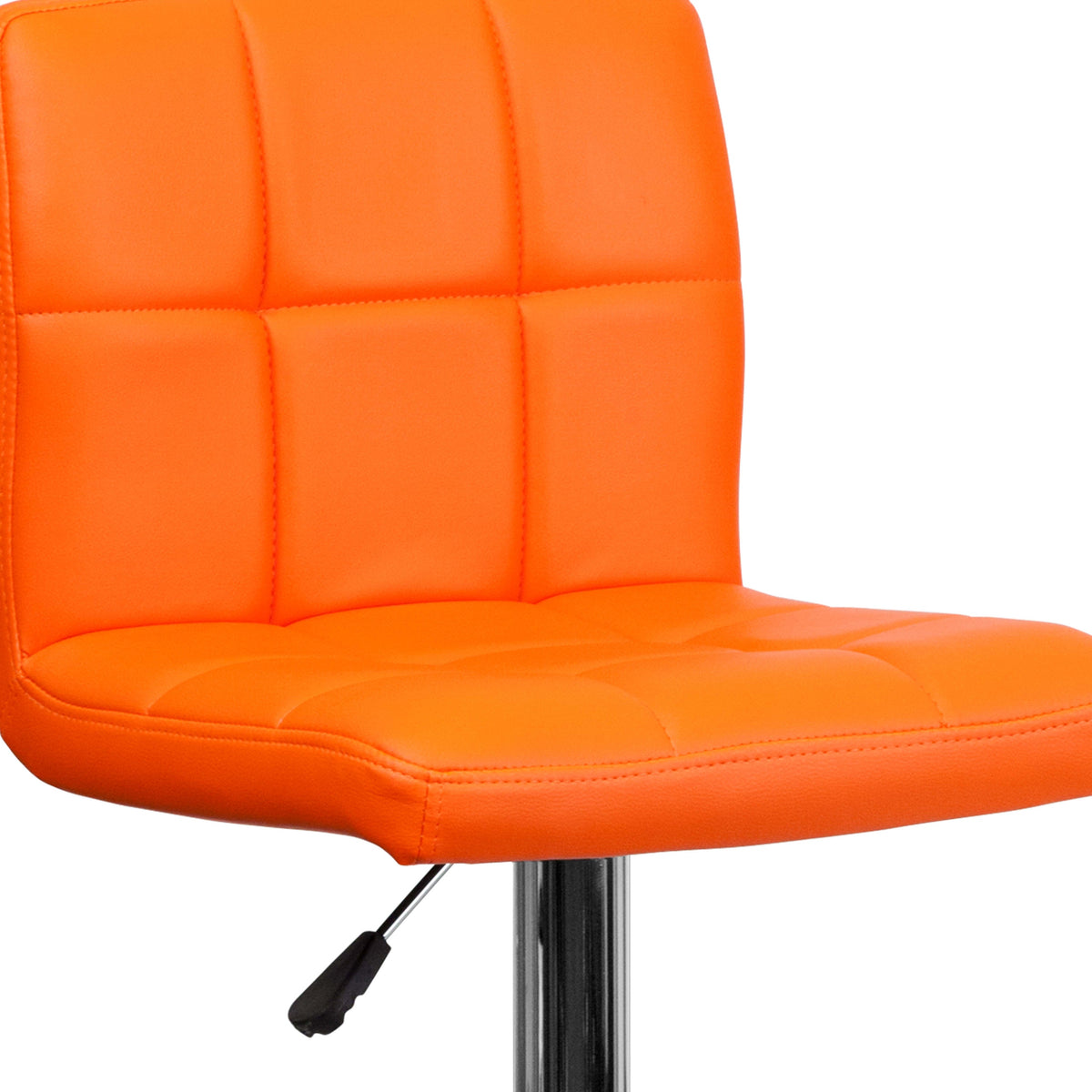 Orange |#| Contemporary Orange Quilted Vinyl Adjustable Height Barstool with Chrome Base