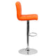 Orange |#| Contemporary Orange Quilted Vinyl Adjustable Height Barstool with Chrome Base