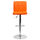 Orange |#| Contemporary Orange Quilted Vinyl Adjustable Height Barstool with Chrome Base