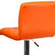 Orange |#| Contemporary Orange Quilted Vinyl Adjustable Height Barstool with Chrome Base