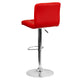 Red |#| Contemporary Red Quilted Vinyl Adjustable Height Barstool with Chrome Base