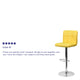 Yellow |#| Contemporary Yellow Quilted Vinyl Adjustable Height Barstool with Chrome Base