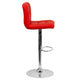 Red |#| Contemporary Red Quilted Vinyl Adjustable Height Barstool with Chrome Base