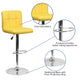 Yellow |#| Contemporary Yellow Quilted Vinyl Adjustable Height Barstool with Chrome Base