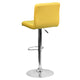 Yellow |#| Contemporary Yellow Quilted Vinyl Adjustable Height Barstool with Chrome Base