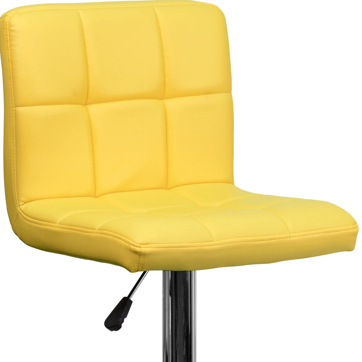 Yellow |#| Contemporary Yellow Quilted Vinyl Adjustable Height Barstool with Chrome Base