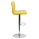 Yellow |#| Contemporary Yellow Quilted Vinyl Adjustable Height Barstool with Chrome Base