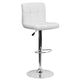 White |#| Contemporary White Quilted Vinyl Adjustable Height Barstool with Chrome Base