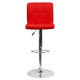 Red |#| Contemporary Red Quilted Vinyl Adjustable Height Barstool with Chrome Base