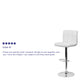 White |#| Contemporary White Quilted Vinyl Adjustable Height Barstool with Chrome Base