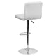 White |#| Contemporary White Quilted Vinyl Adjustable Height Barstool with Chrome Base