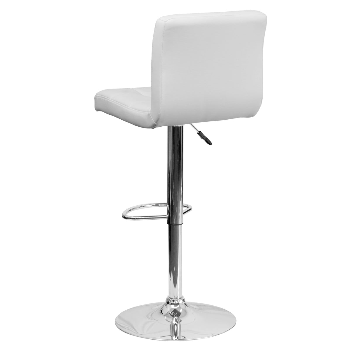 White |#| Contemporary White Quilted Vinyl Adjustable Height Barstool with Chrome Base