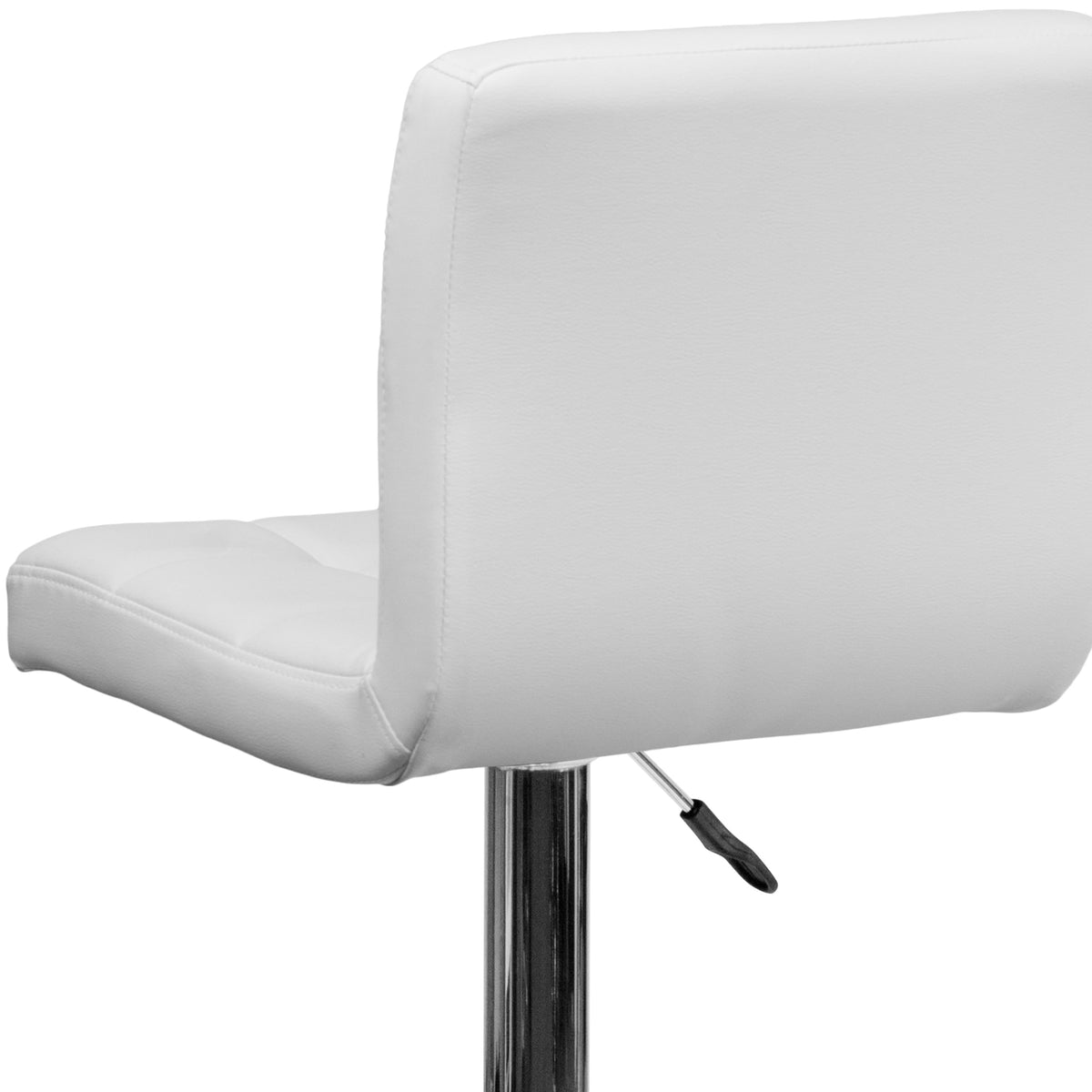 White |#| Contemporary White Quilted Vinyl Adjustable Height Barstool with Chrome Base