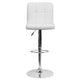 White |#| Contemporary White Quilted Vinyl Adjustable Height Barstool with Chrome Base