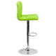 Green |#| Contemporary Green Quilted Vinyl Adjustable Height Barstool with Chrome Base