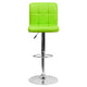 Green |#| Contemporary Green Quilted Vinyl Adjustable Height Barstool with Chrome Base