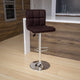 Brown |#| Contemporary Brown Quilted Vinyl Adjustable Height Barstool with Chrome Base