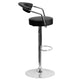 Black |#| Contemporary Black Vinyl Adjustable Height Barstool with Arms and Chrome Base