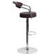 Brown |#| Contemporary Brown Vinyl Adjustable Height Barstool with Arms and Chrome Base