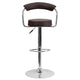 Brown |#| Contemporary Brown Vinyl Adjustable Height Barstool with Arms and Chrome Base