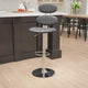 Gray |#| Contemporary Gray Vinyl Adjustable Barstool with Ellipse Back and Chrome Base