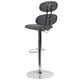 Gray |#| Contemporary Gray Vinyl Adjustable Barstool with Ellipse Back and Chrome Base