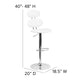 White |#| Contemporary White Vinyl Adjustable Barstool with Ellipse Back and Chrome Base