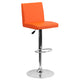 Orange |#| Orange Vinyl Adjustable Height Barstool with Panel Back and Chrome Base