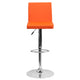 Orange |#| Orange Vinyl Adjustable Height Barstool with Panel Back and Chrome Base
