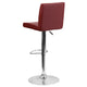 Burgundy |#| Burgundy Vinyl Adjustable Height Barstool with Panel Back and Chrome Base