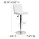 White |#| White Vinyl Adjustable Height Barstool with Panel Back and Chrome Base