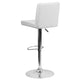 White |#| White Vinyl Adjustable Height Barstool with Panel Back and Chrome Base