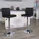 Black |#| Black Vinyl Adjustable Height Barstool with Panel Back and Chrome Base